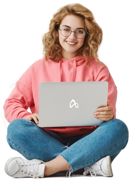 Girl with computer laptop in Hand